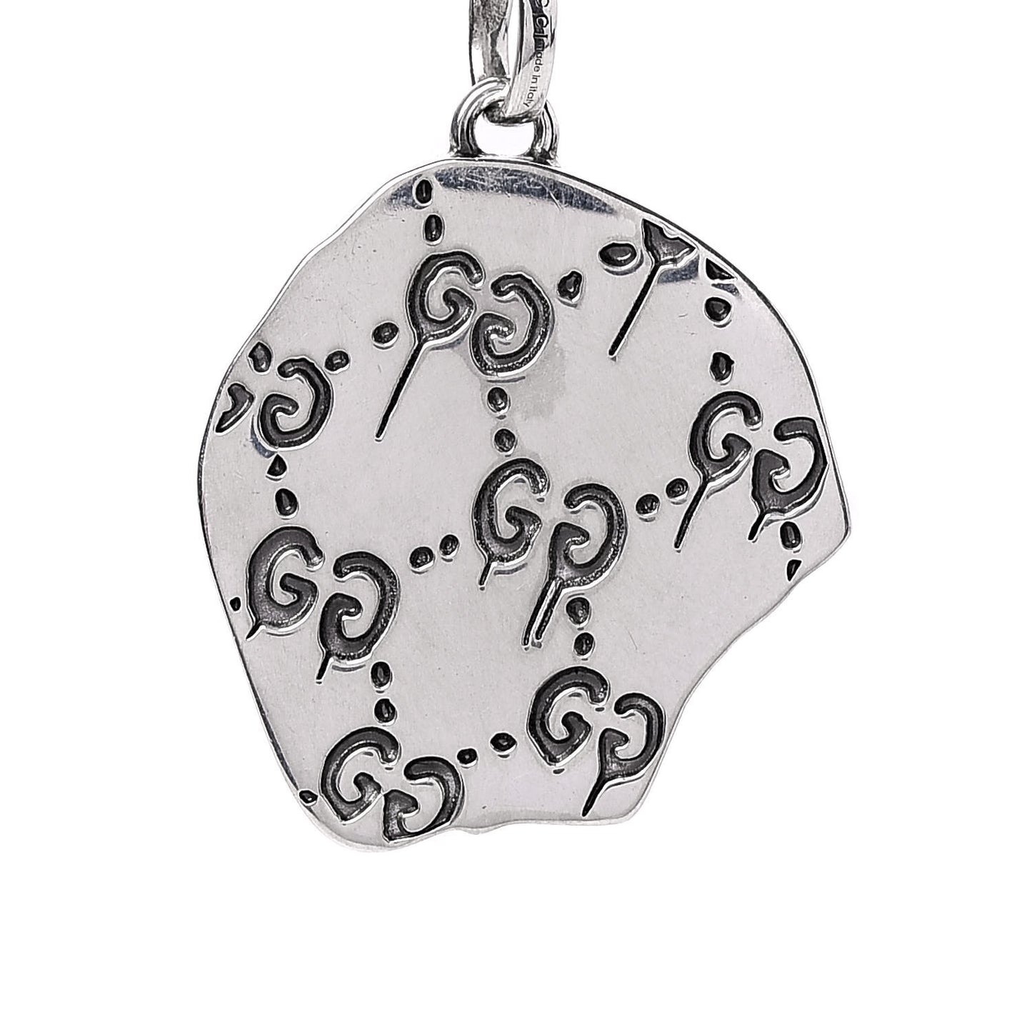 Sterling Silver Enamel GucciGhost Hamlet Skull Pendant Necklace Black