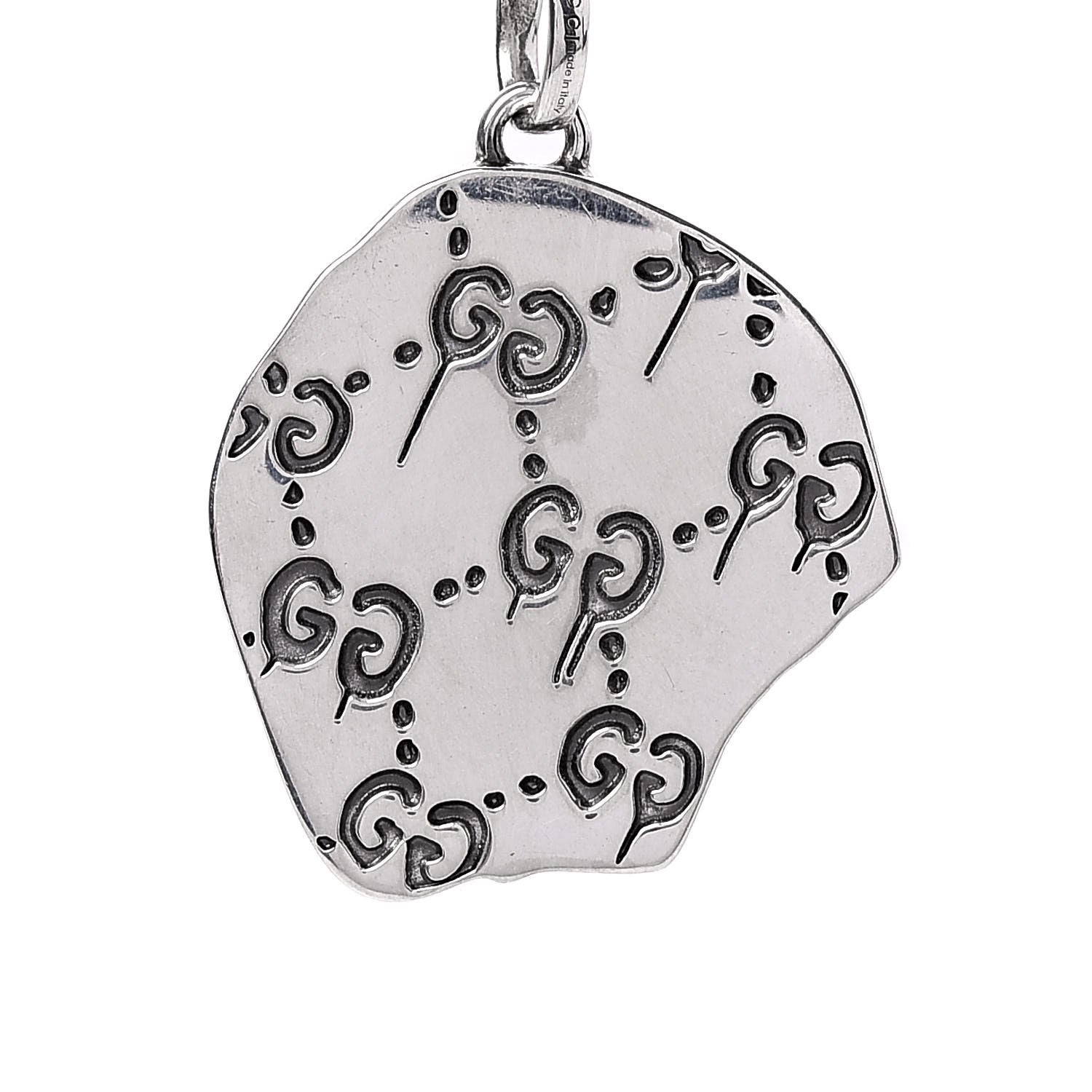 Gucci Sterling Silver Enamel GucciGhost Hamlet Skull Pendant Necklace Black 5 of 8