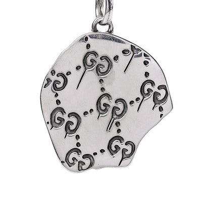 Gucci Sterling Silver Enamel GucciGhost Hamlet Skull Pendant Necklace Black 5 of 8