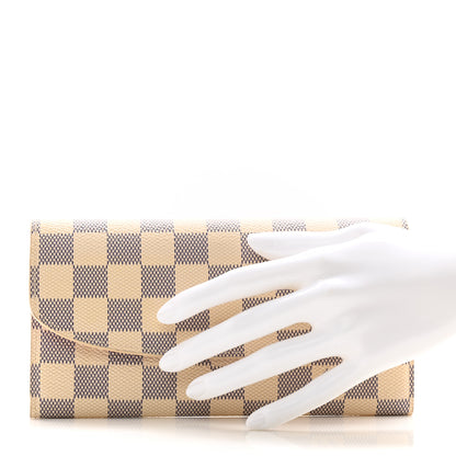 Louis Vuitton Damier Azur Emilie Wallet Rose Ballerine 2 of 11