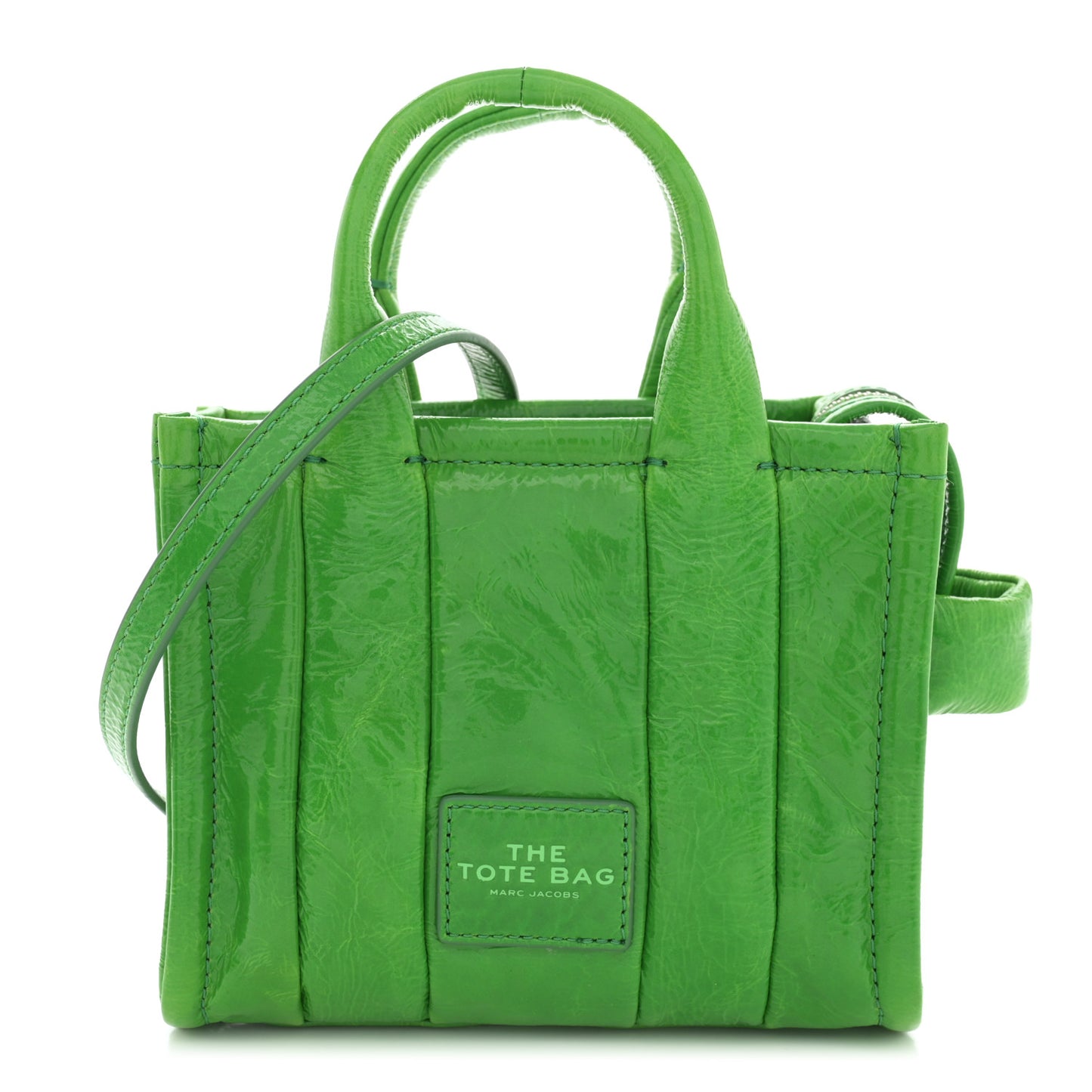 Shiny Crinkled Calfskin Mini The Tote Bag Fern Green