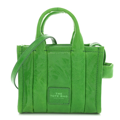 Marc Jacobs Shiny Crinkled Calfskin Mini The Tote Bag Fern Green 1 of 11