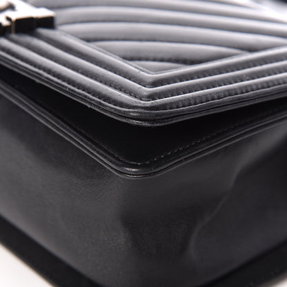 Chanel Calfskin Chevron Quilted Medium Boy Flap Black 11 of 13