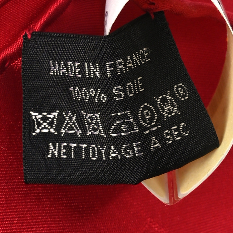 Hermes Silk Faconnee Grand H Pocket Square Scarf 45 Rouge 3 of 3