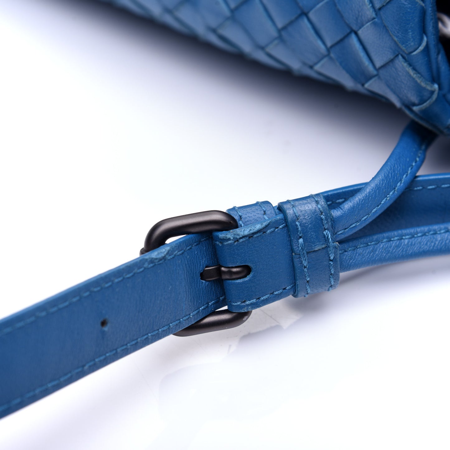 Nappa Intrecciato Shoulder Bag Cobalt Blue