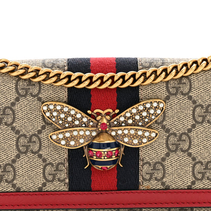 Gucci GG Supreme Monogram Web Queen Margaret Chain Wallet Red 7 of 11