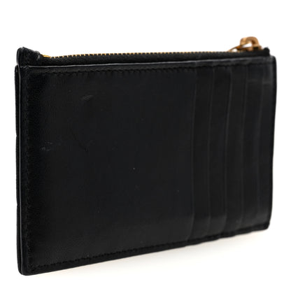 Saint Laurent Lambskin Matelasse Cassandre Carre Fragments Zippered Card Case Black 3 of 6