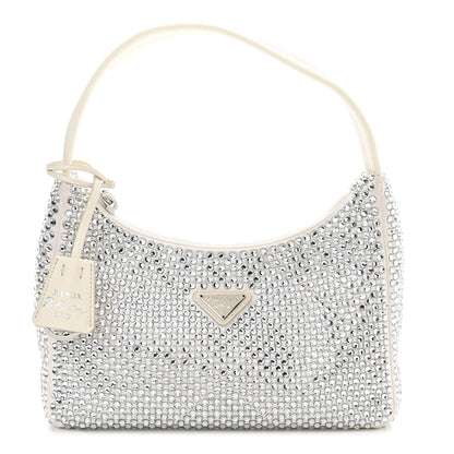 Prada Satin Crystal Mini Re-Edition 2000 Bag White 1 of 11