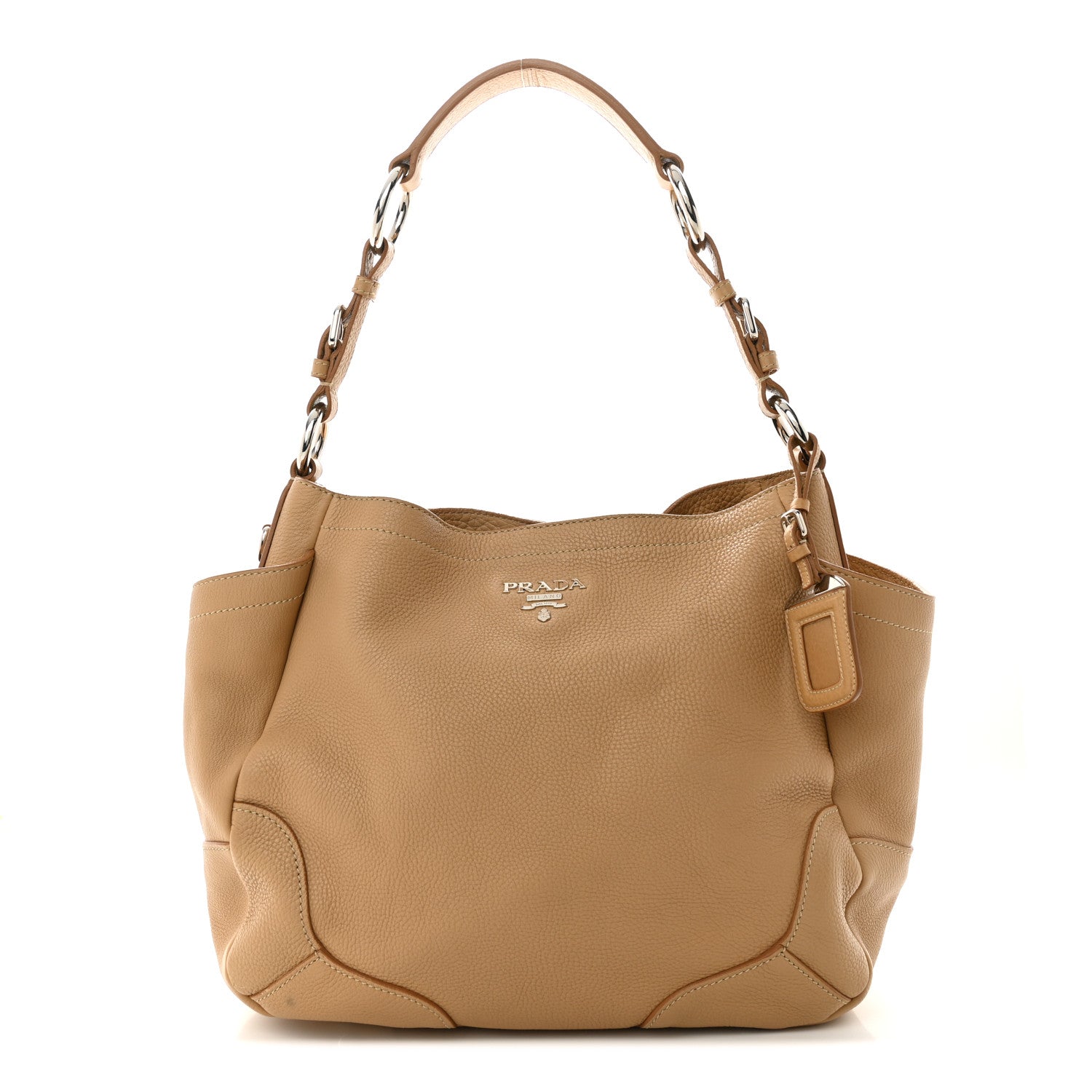 Prada Vitello Daino Side Pocket Hobo Sabbia 1 of 17