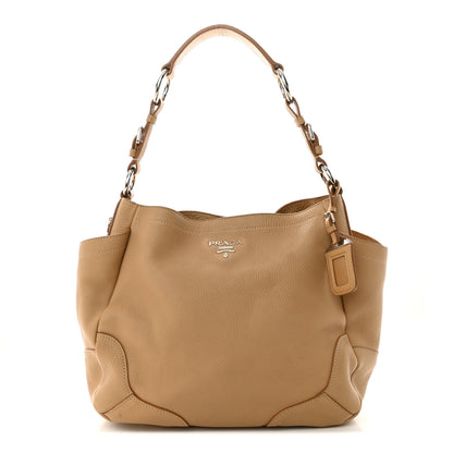 Prada Vitello Daino Side Pocket Hobo Sabbia 1 of 17