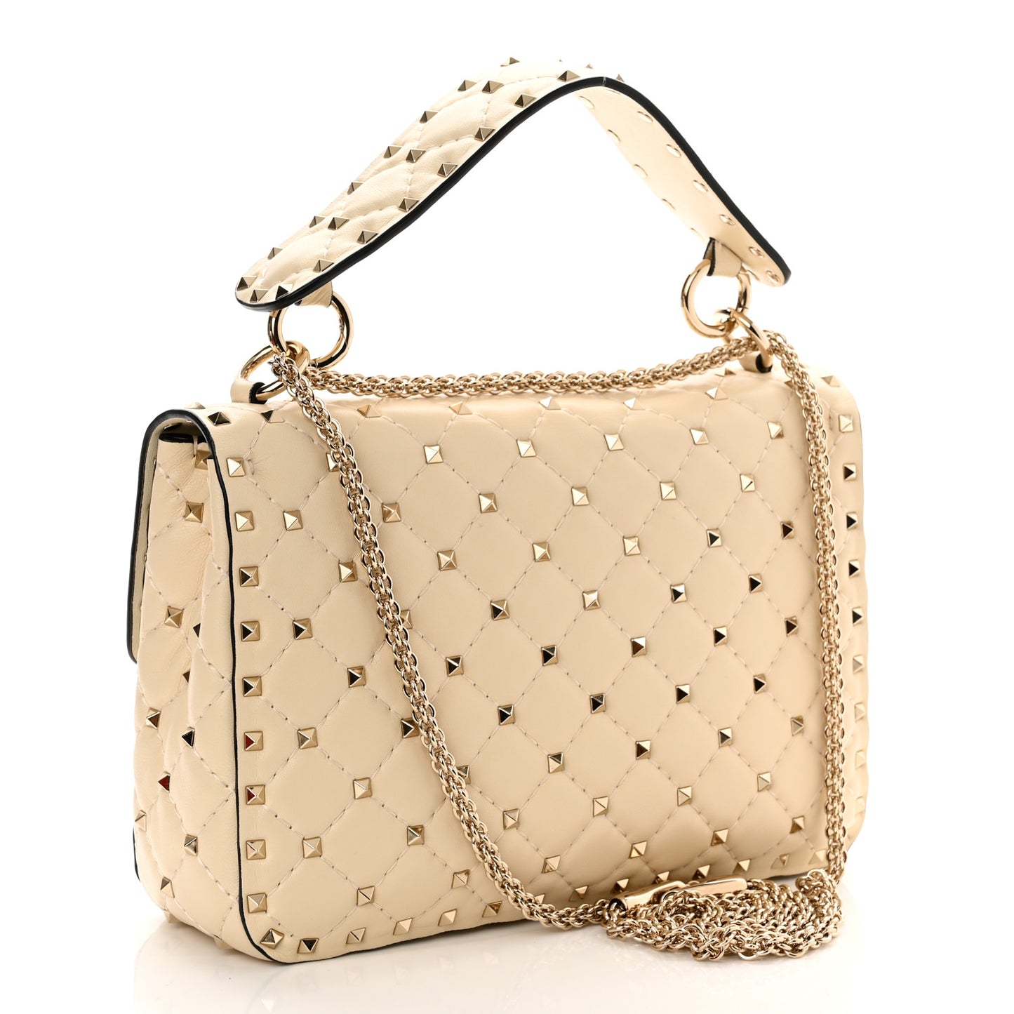 Nappa Medium Rockstud Spike Shoulder Bag Light Ivory