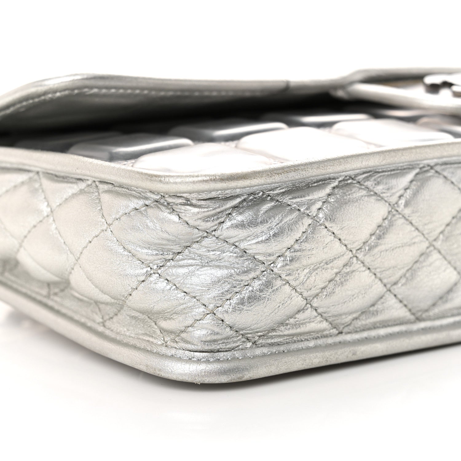 Chanel Vinyl Large Ice Cube Flap Silver 8 of 12