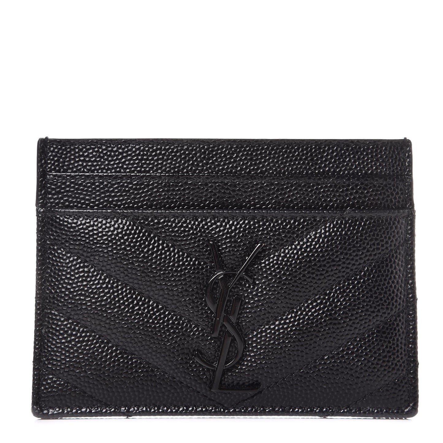 Grain De Poudre Matelasse Chevron Monogram Credit Card Case Black