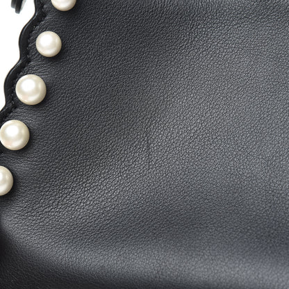 Fendi Vitello Seta Shiny Nappa Pearl Scallopped Studded Mini Peekaboo Iconic Satchel Black 13 of 13