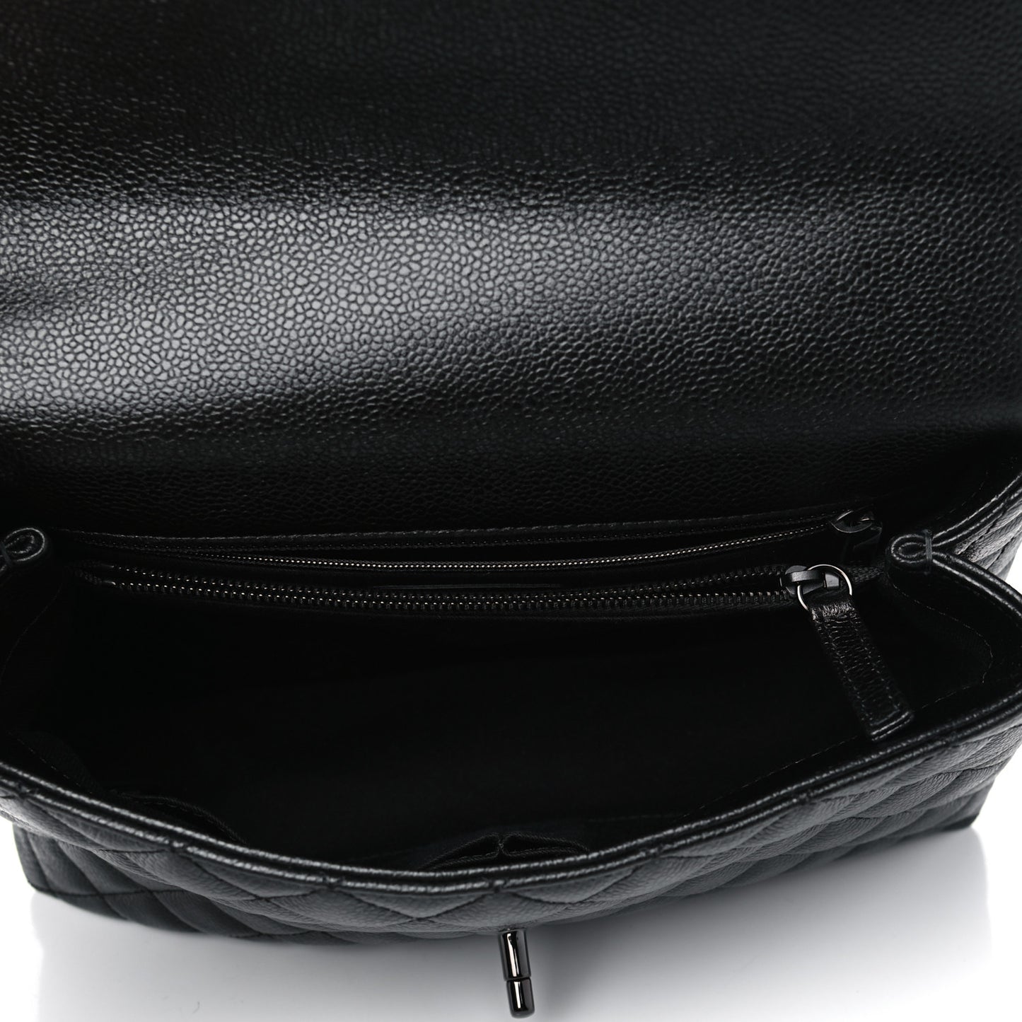 Caviar Quilted Small Coco Handle Flap So Black