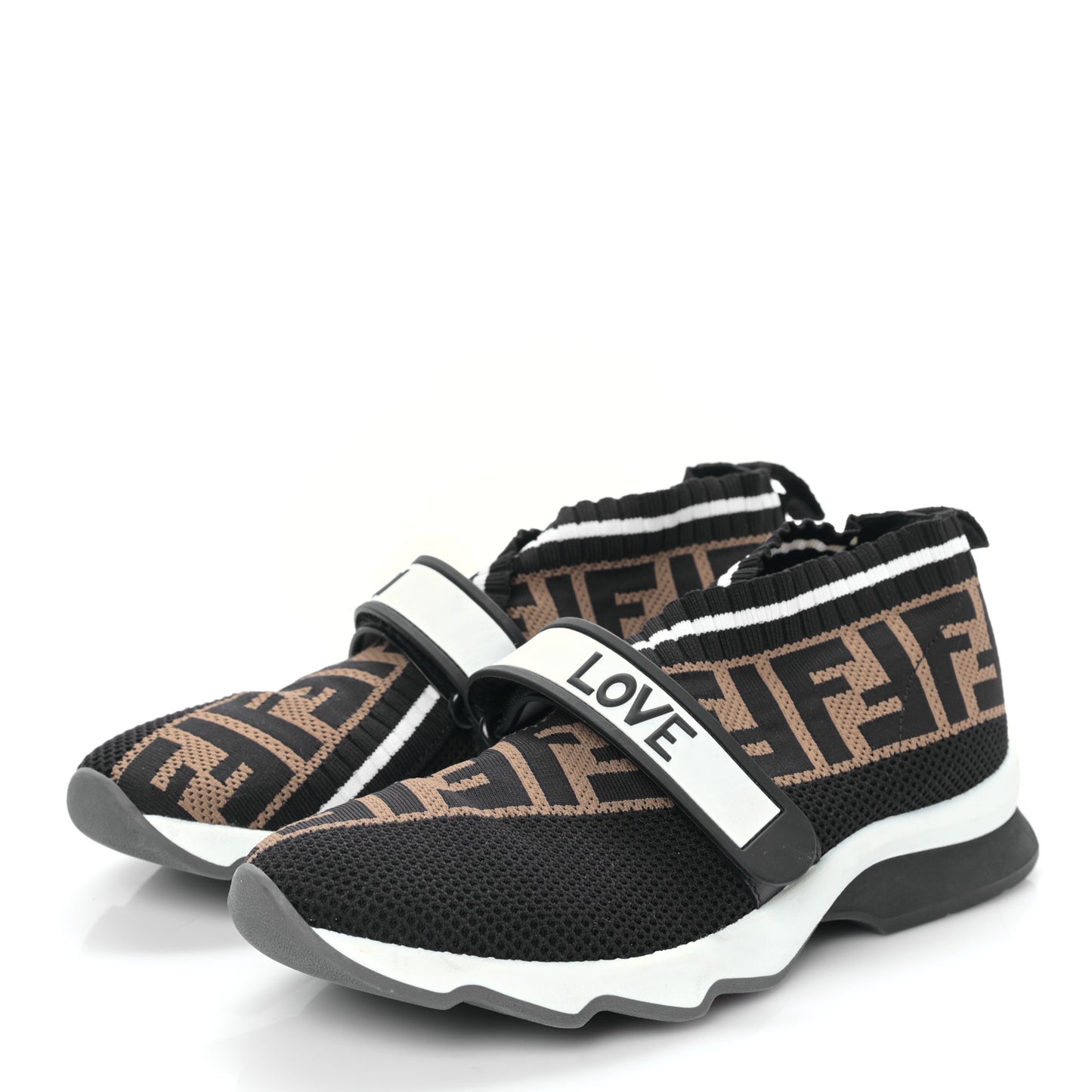 Stretch Yarn FF Stiff Band Rockoko Sneakers 36 Black White Tobacco