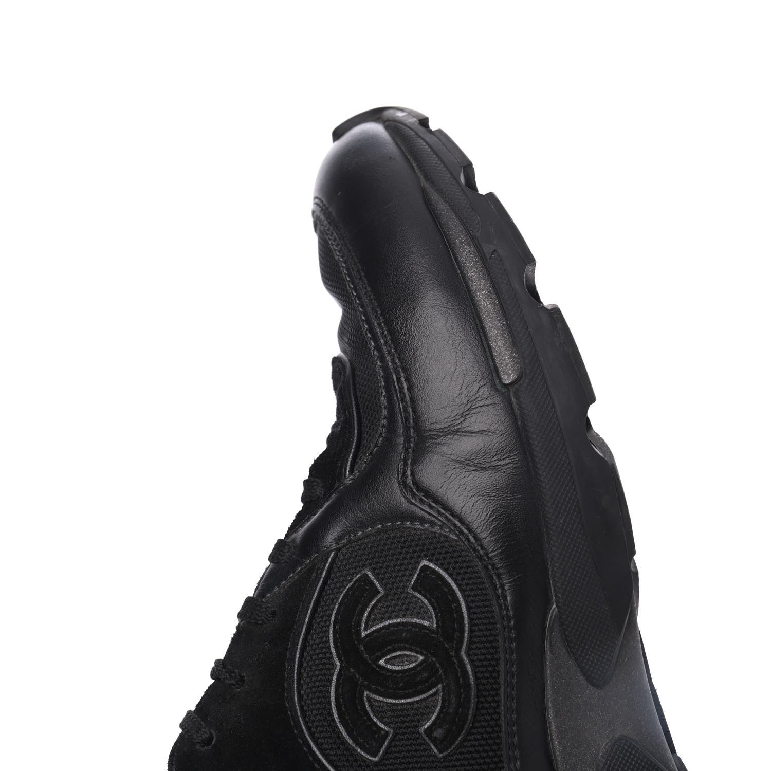Chanel Toile Suede Calfskin CC Sneakers 39 Black 10 of 23