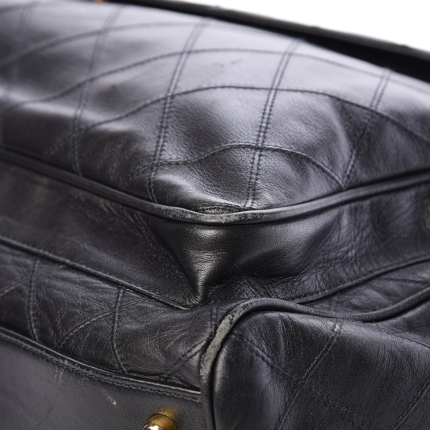 Chanel Calfskin Diamond Stitched Duffle Bag Black 11 of 23