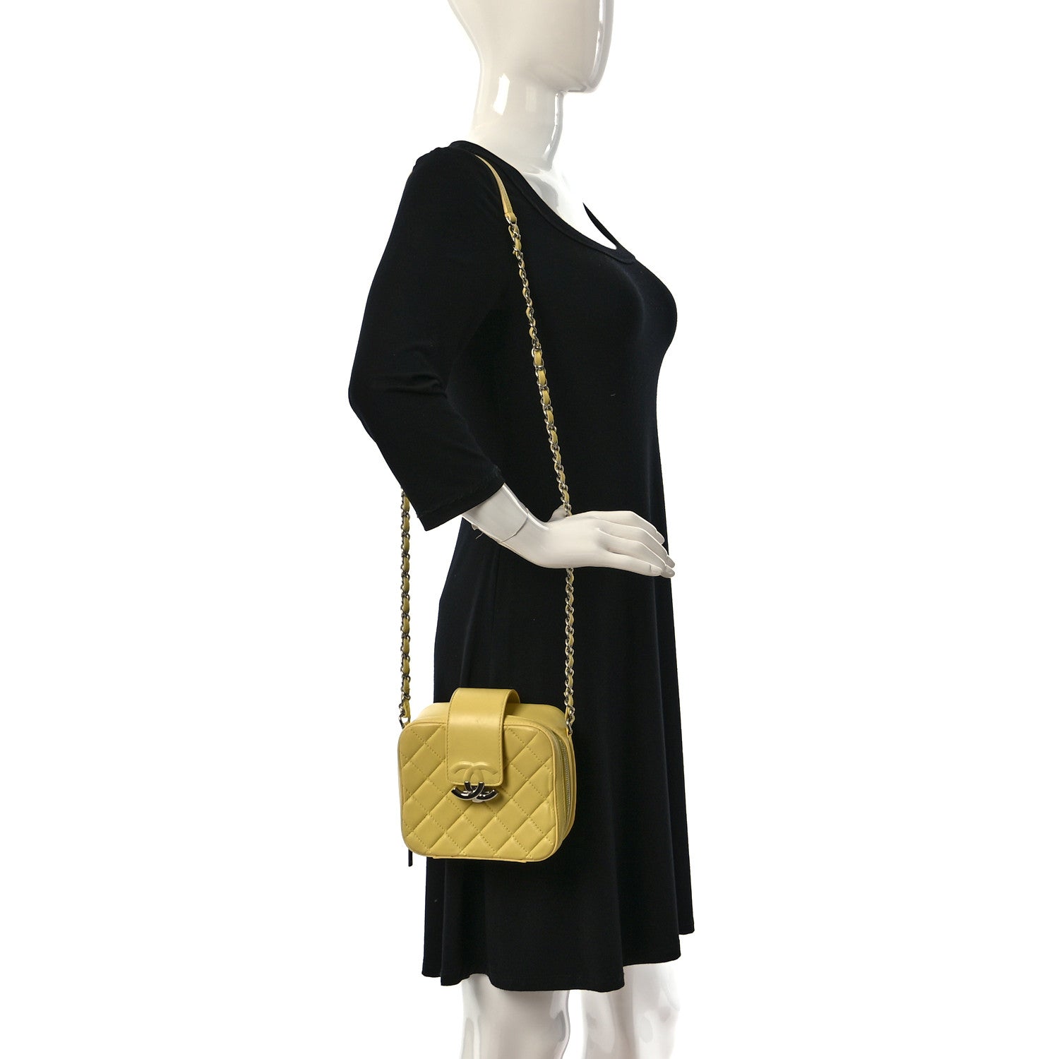 Chanel Lambskin Quilted Mini CC Box Camera Bag Yellow 2 of 10