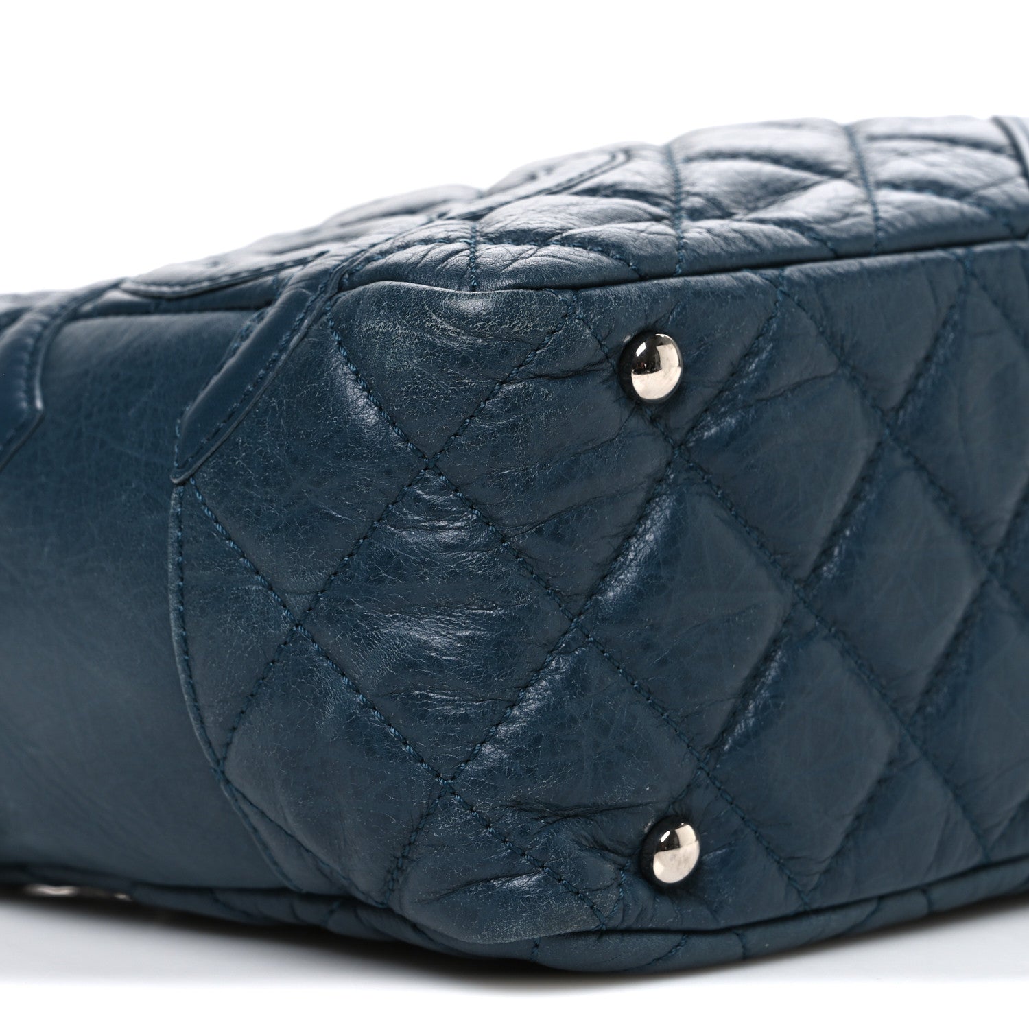 Chanel Aged Calfskin Quilted Cotton Club Bowler Blue 8 of 10