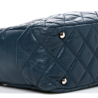 Chanel Aged Calfskin Quilted Cotton Club Bowler Blue 8 of 10