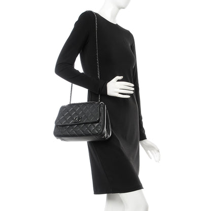Chanel Calfskin Quilted Medium Frame In Chain Flap Black 2 of 10