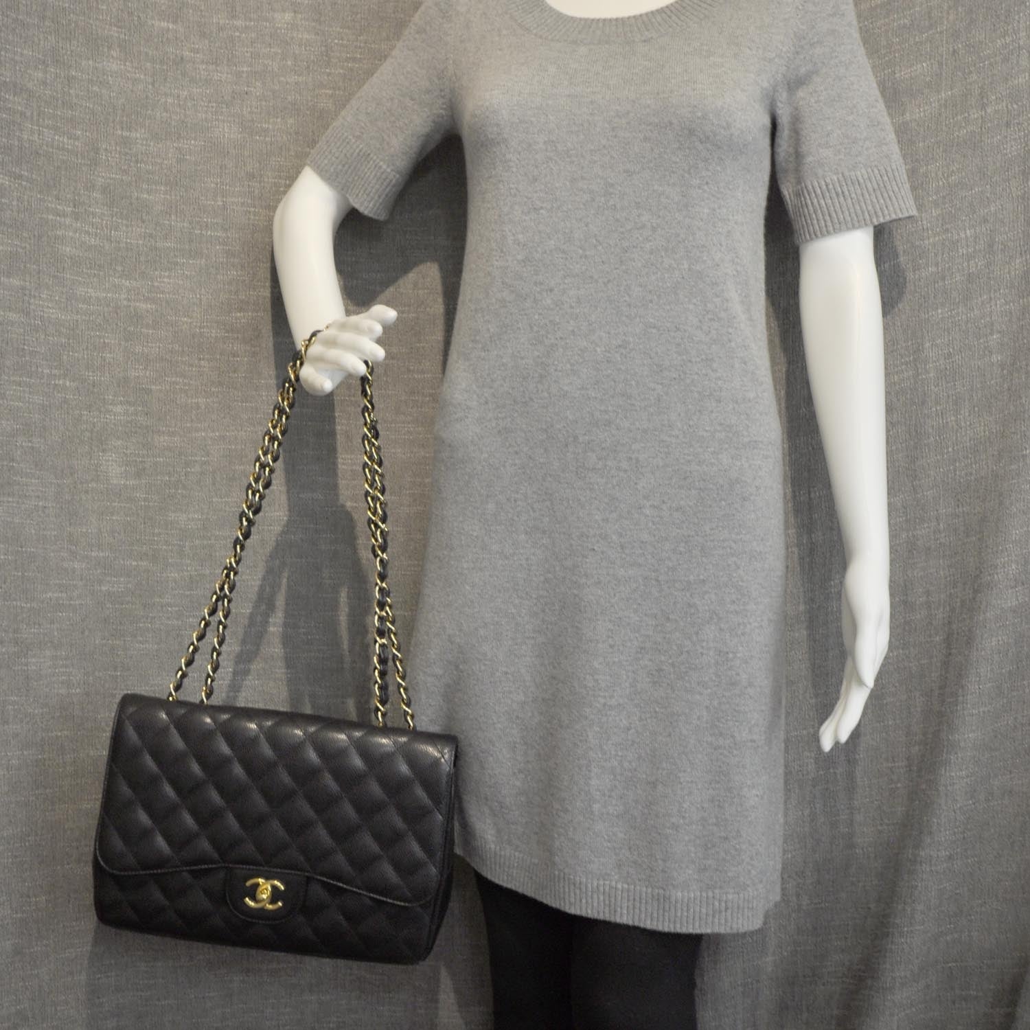 Chanel Caviar Quilted Jumbo Flap Black GHW 2 of 11