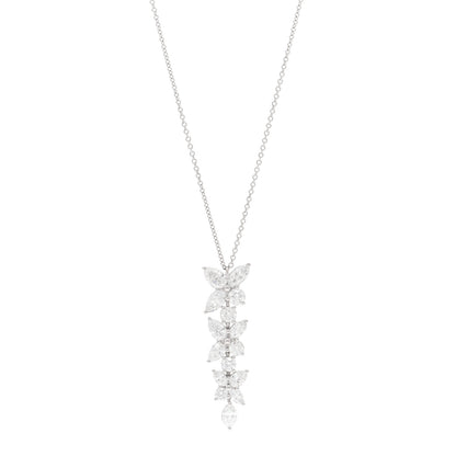 Tiffany Platinum Diamond Victoria Mixed Cluster Drop Pendant Necklace 1 of 5