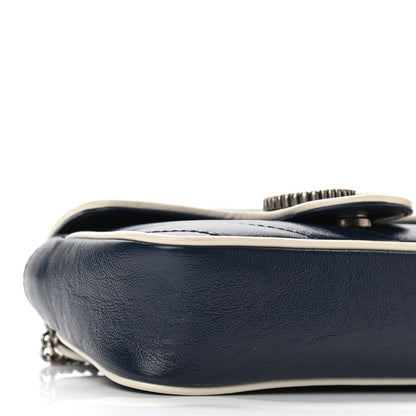 Gucci Vintage Effect Calfskin Matelasse Diagonal Super Mini Torchon GG Marmont Shoulder Bag Blue Agata Mystic White 9 of 10