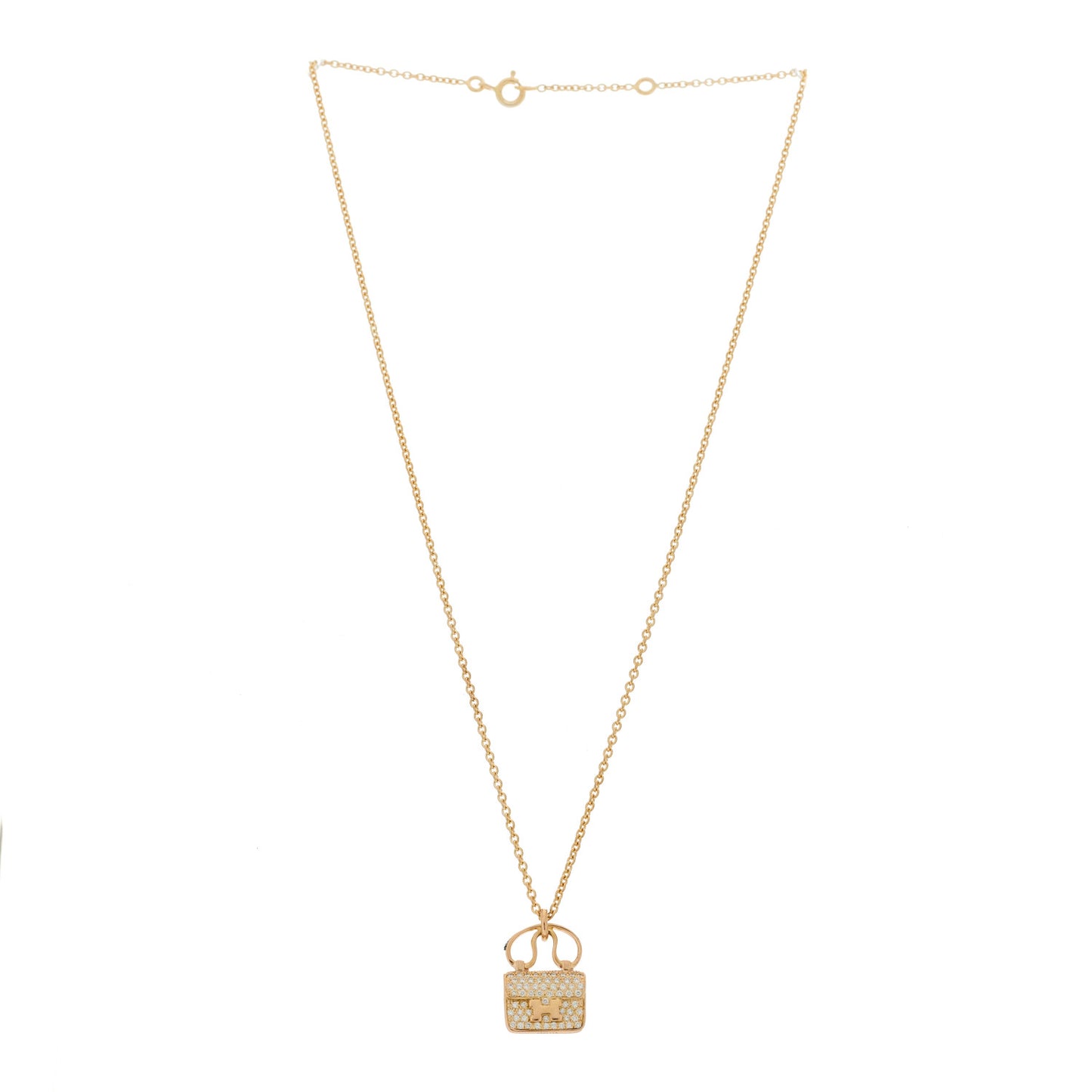 18K Rose Gold Diamond Constance Amulette Pendant Necklace