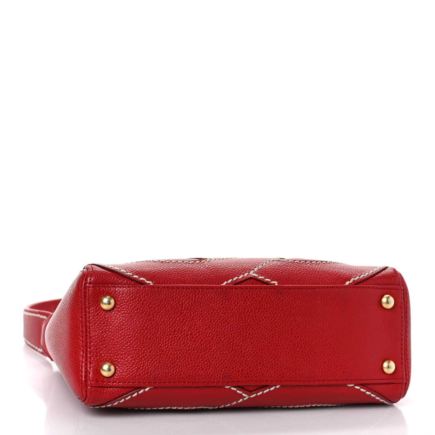 Caviar CC Stitched Small Hobo Red
