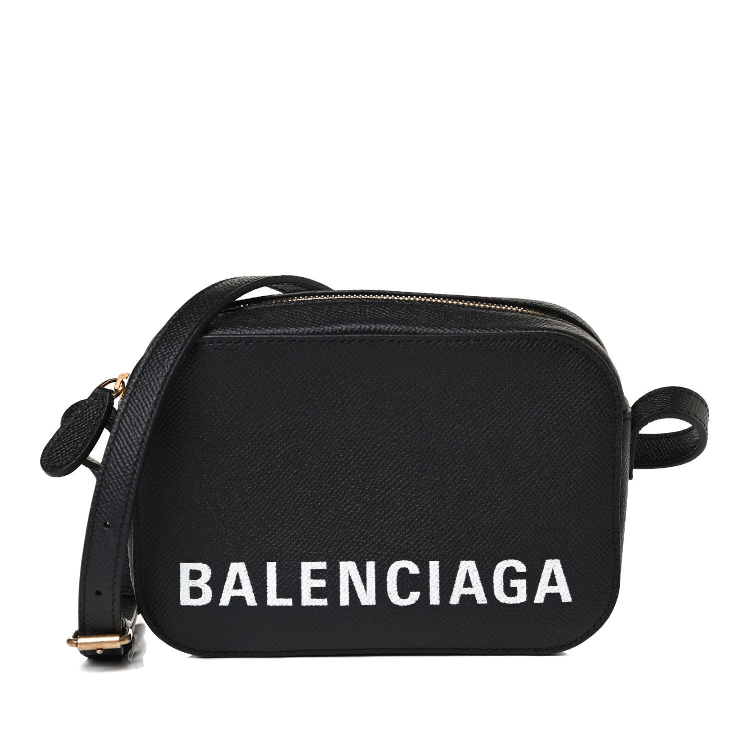 Balenciaga Signature Grained Calfskin Logo XS Ville Camera Bag Black White 1 of 10