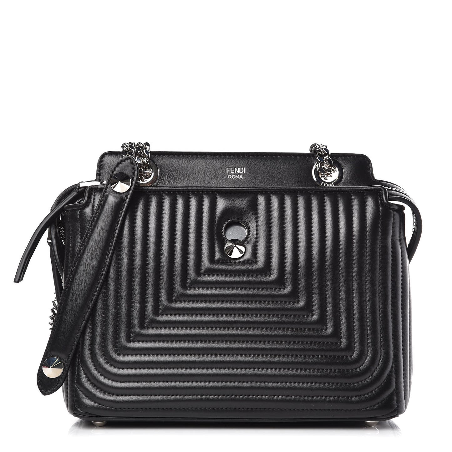 Shiny Nappa Trapuntata Small DotCom Click Chain Satchel Black