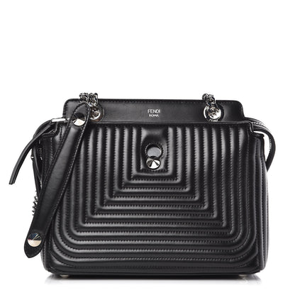 Fendi Shiny Nappa Trapuntata Small DotCom Click Chain Satchel Black 1 of 9