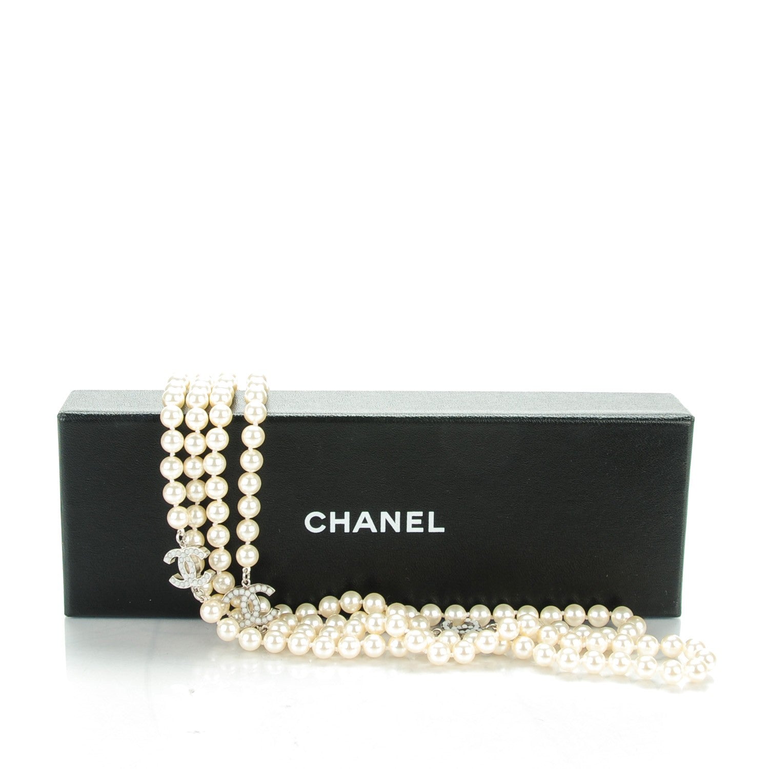 Chanel Pearl CC Long Necklace Silver 6 of 6