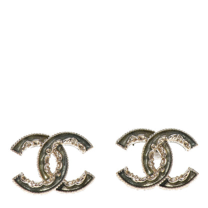 Chanel Enamel CC Baroque Earrings Light Gold 1 of 4