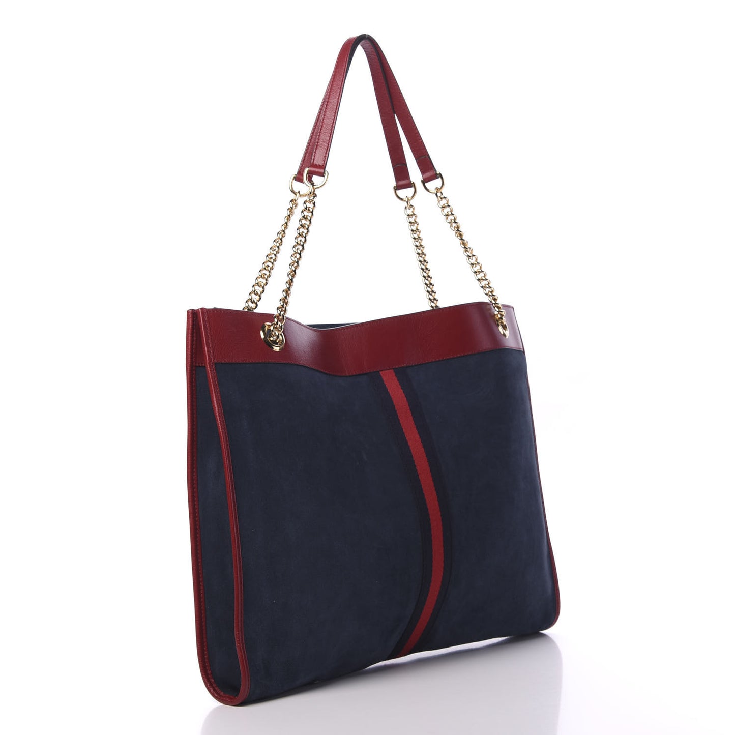 Suede Calfskin Large Rajah Chain Tote New Blue Romantic Cherry