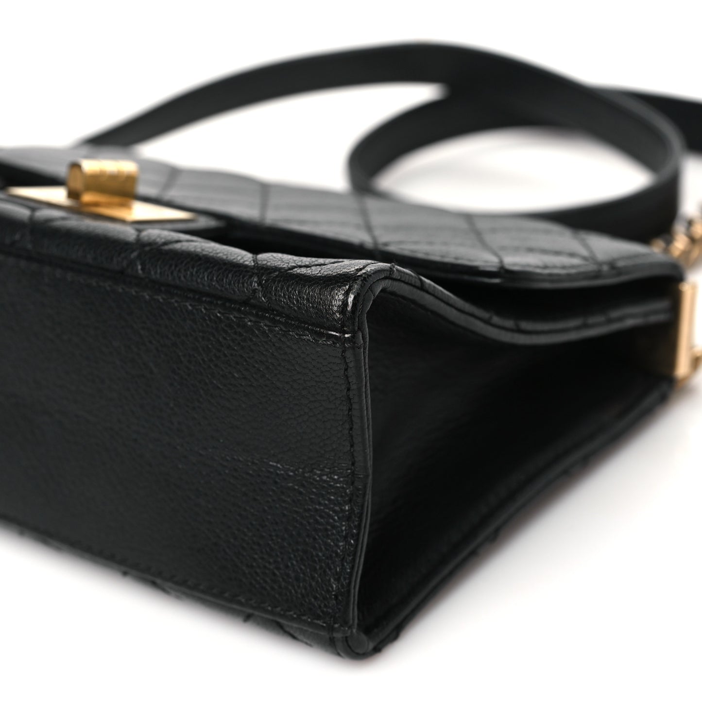 Goatskin Quilted Rita Flap Black