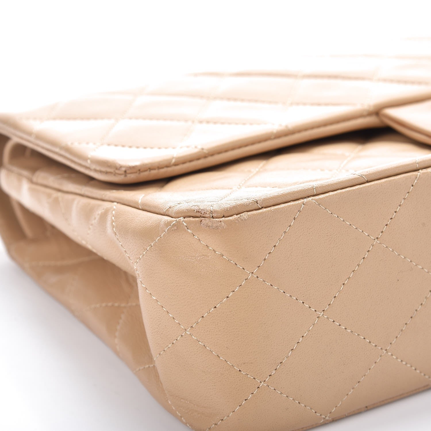 Chanel Lambskin Quilted Medium Double Flap Beige 10 of 16