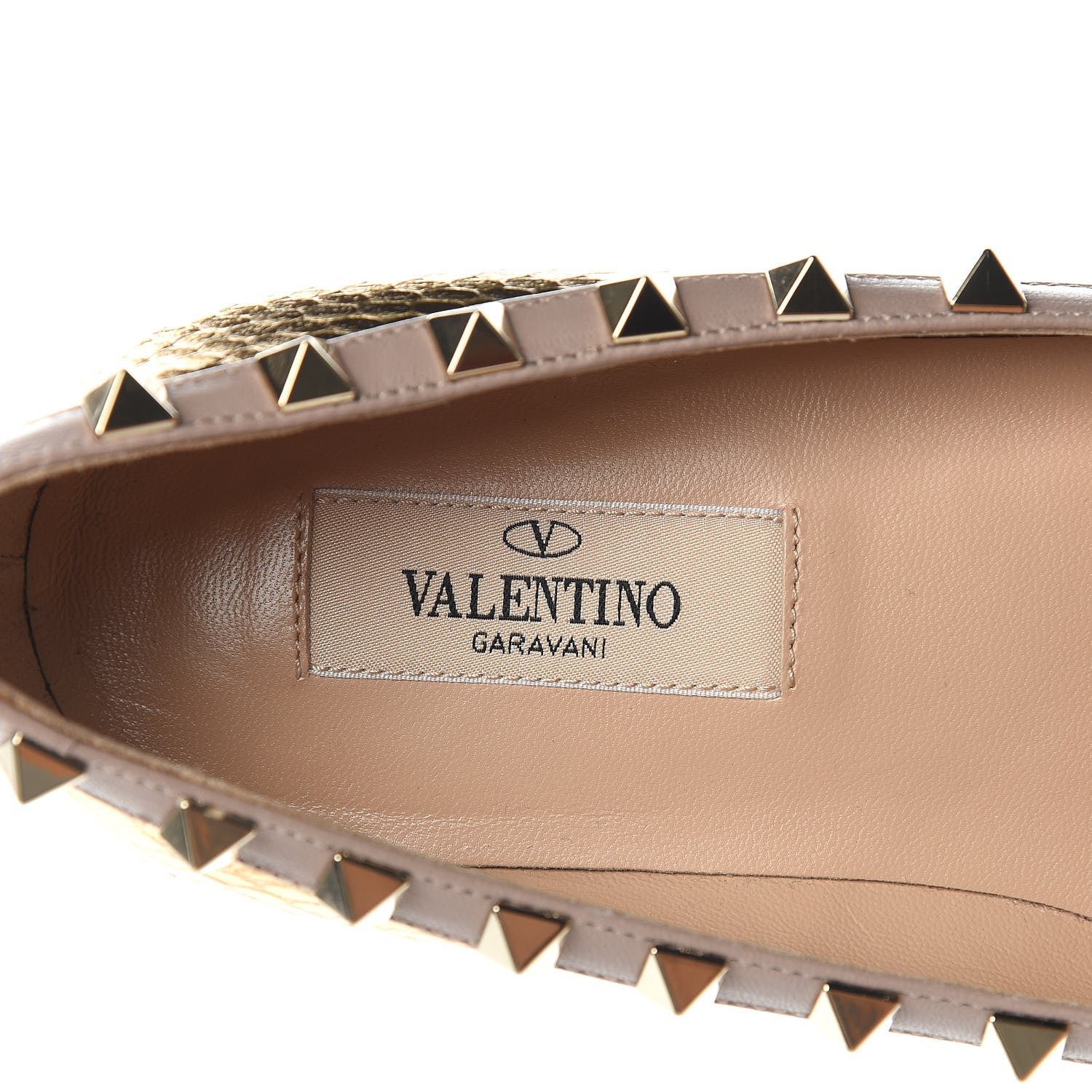 Valentino Garavani Metallic Elaphe Rockstud Ballerina Flats 36.5 Gold Poudre 7 of 9