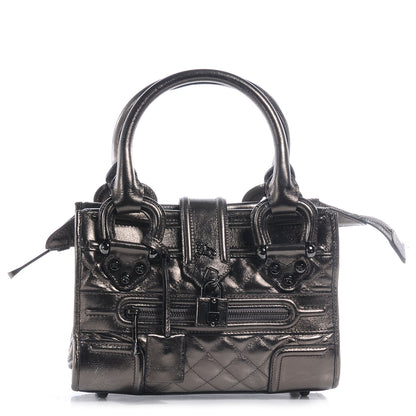 Burberry Metallic Calfskin Quilted Mini Manor Bag Pewter 1 of 9