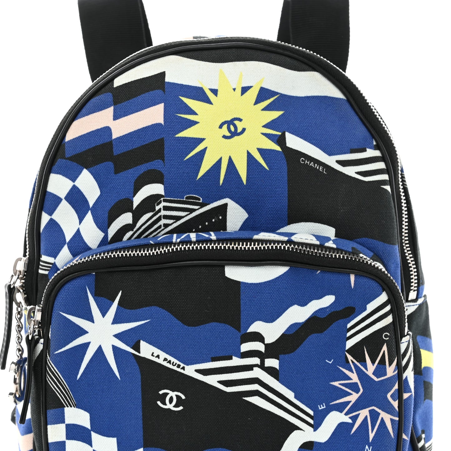 Canvas Cruise La Pausa Print Backpack Blue Black