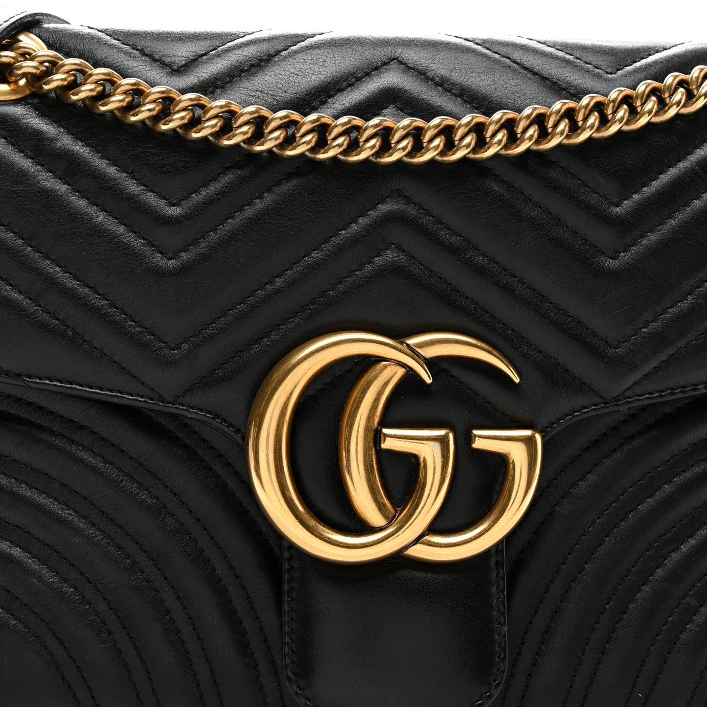 Calfskin Matelasse Medium GG Marmont Shoulder Bag Black