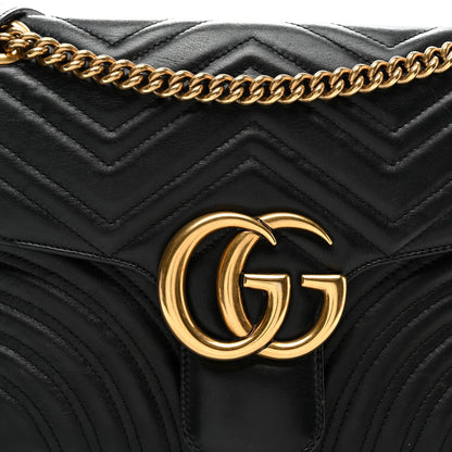 Gucci Calfskin Matelasse Medium GG Marmont Shoulder Bag Black 7 of 11