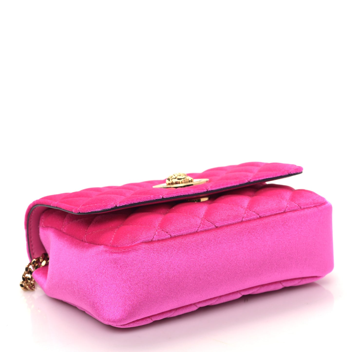 Velvet Quilted Medusa Chain Crossbody Pink
