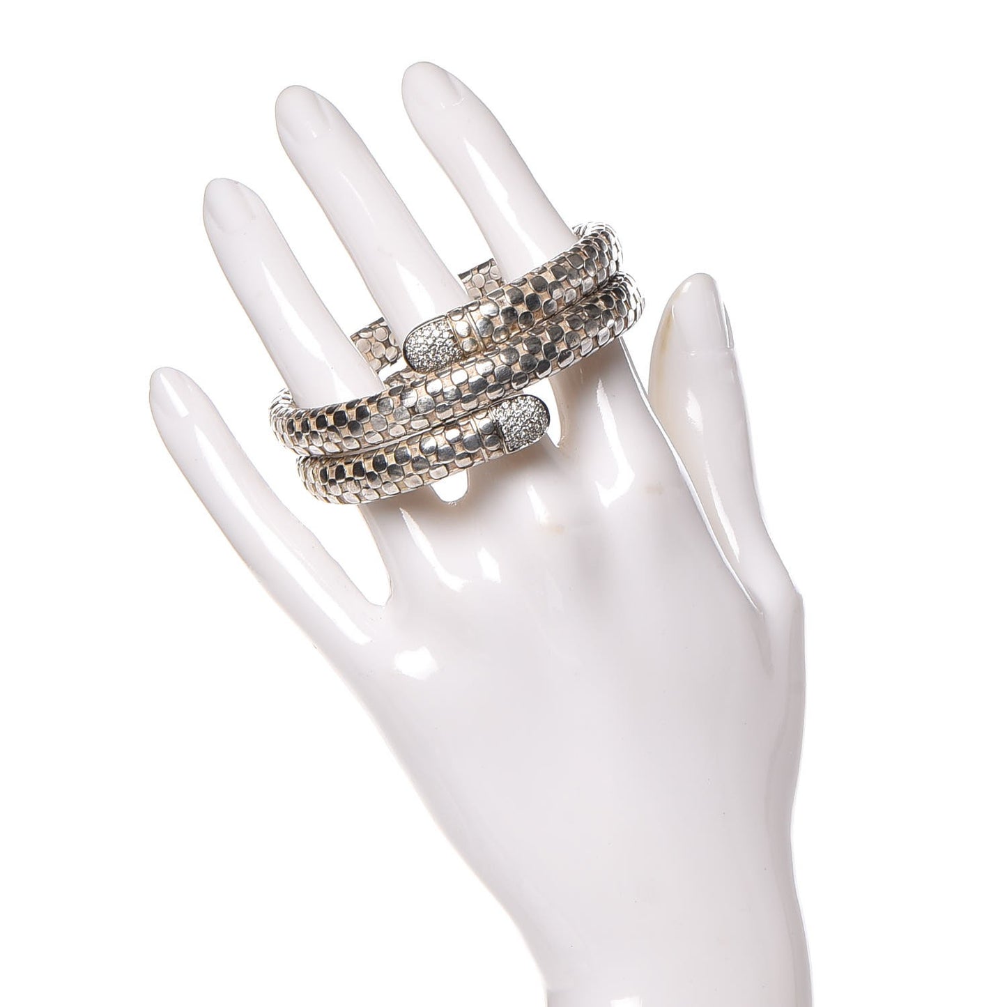 Sterling Silver 18K Yellow Gold Diamond Dot Flex 3 Row Coil Bracelet