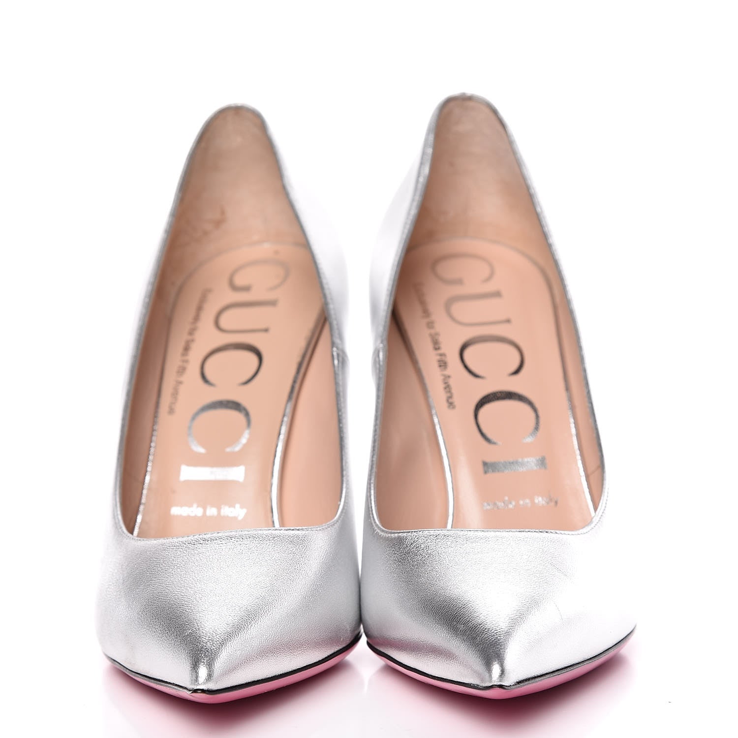 Gucci Nappa Silk Pumps 37.5 Argento 2 of 14