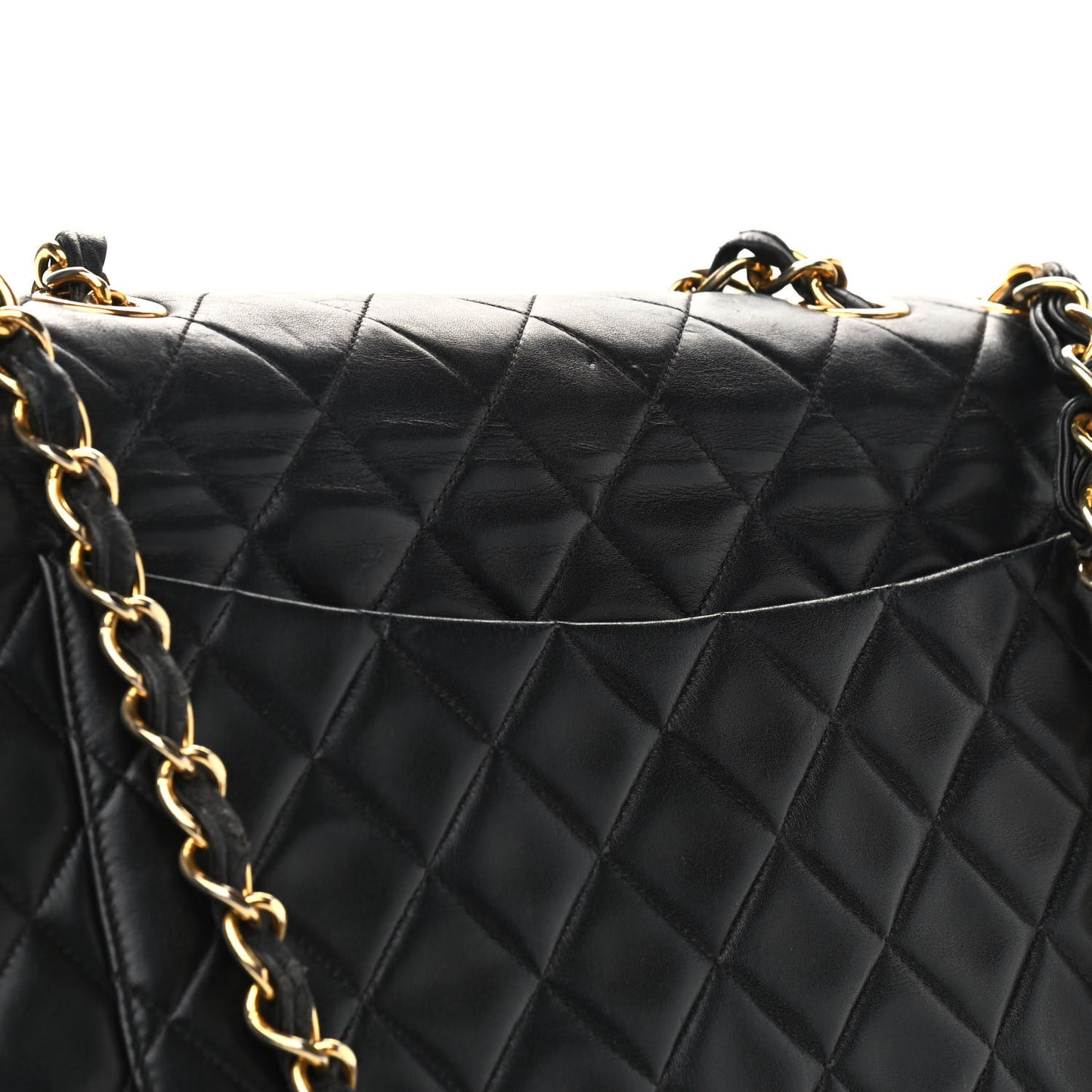 Lambskin Quilted XL Jumbo Single Flap Black
