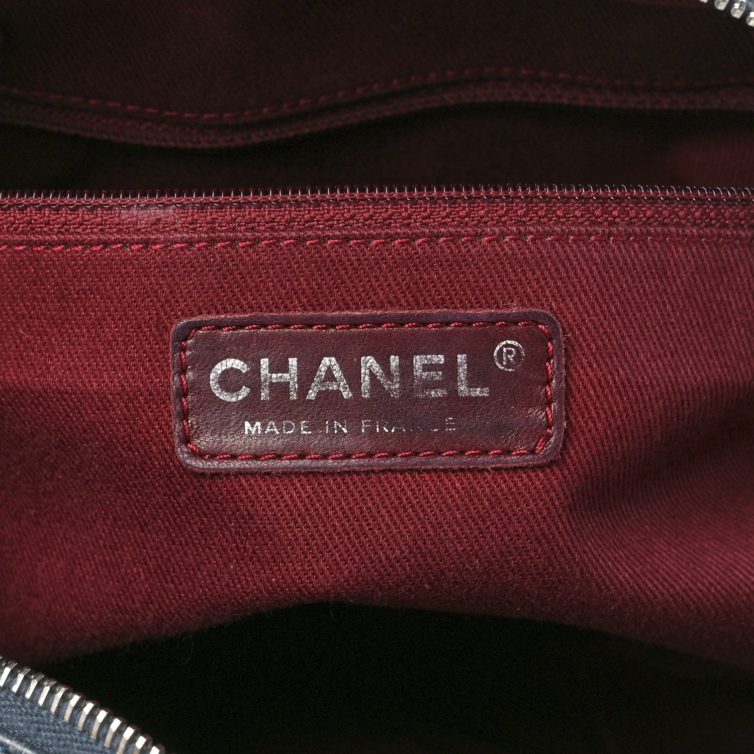 Chanel Aged Calfskin Quilted Cotton Club Bowler Blue 6 of 11