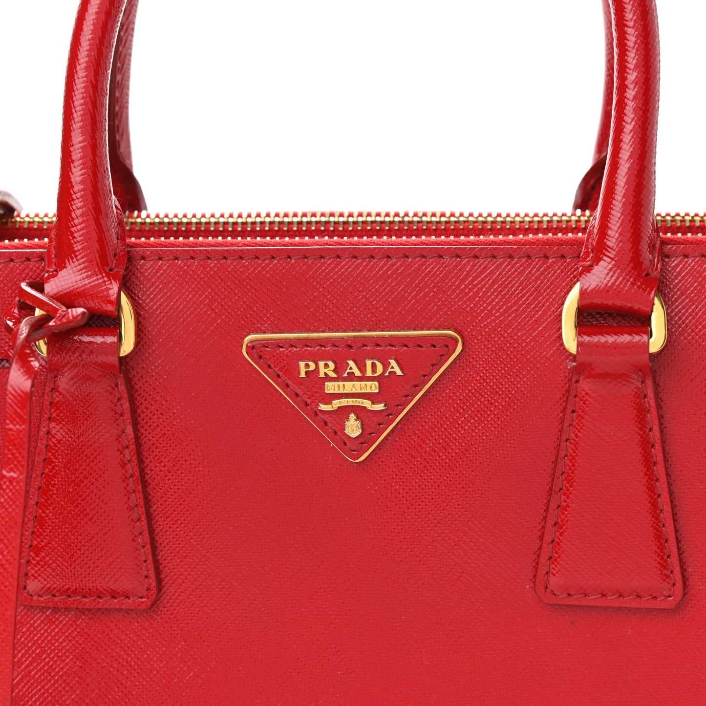 Saffiano Vernice Mini Galleria Double Zip Tote Rosso
